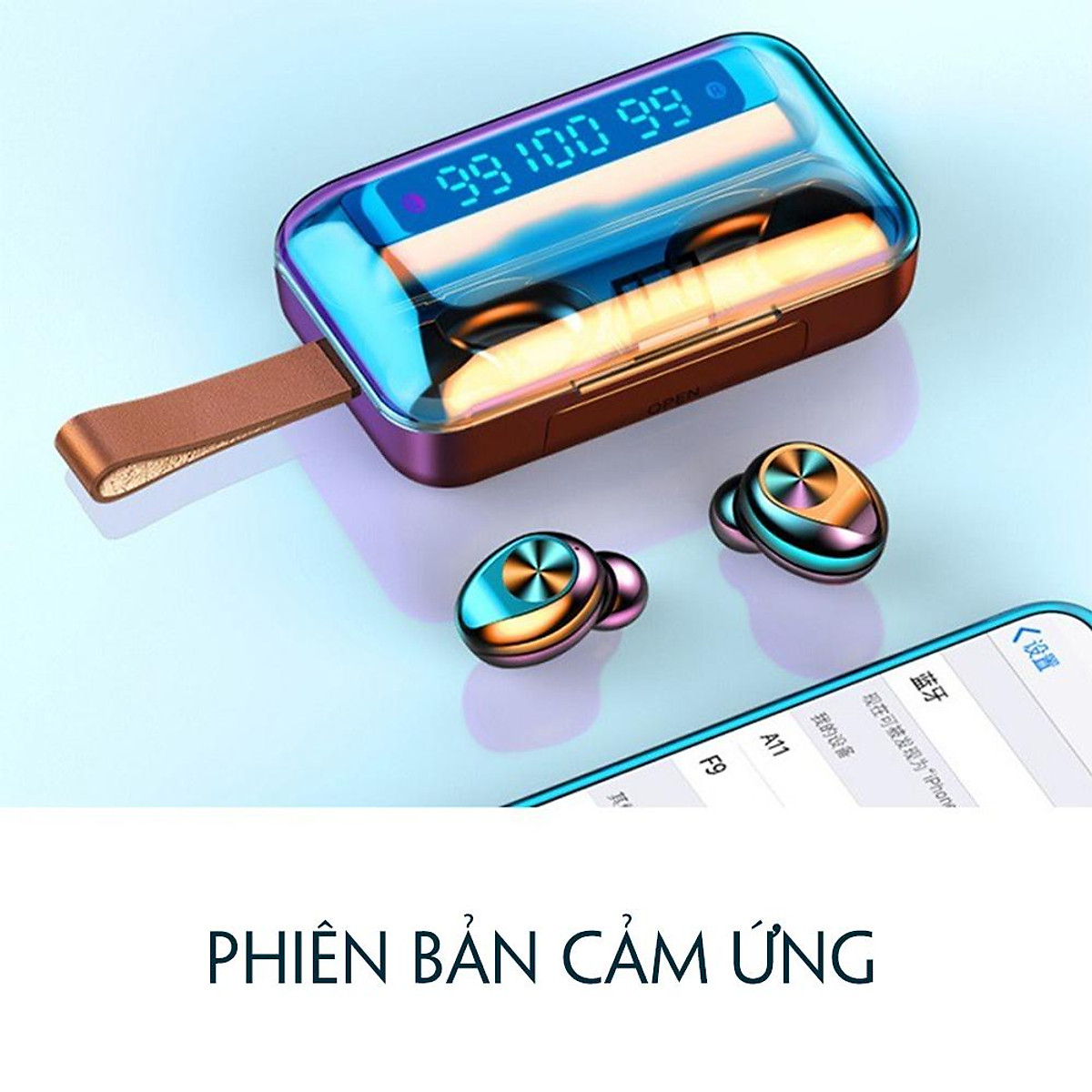 Tai Nghe True Wireless VINETTEAM F9 PRO Bluetooth V5.0 Pin 2000 mAh Kiêm Sạc dự phòng - Hàng Chính Hãng