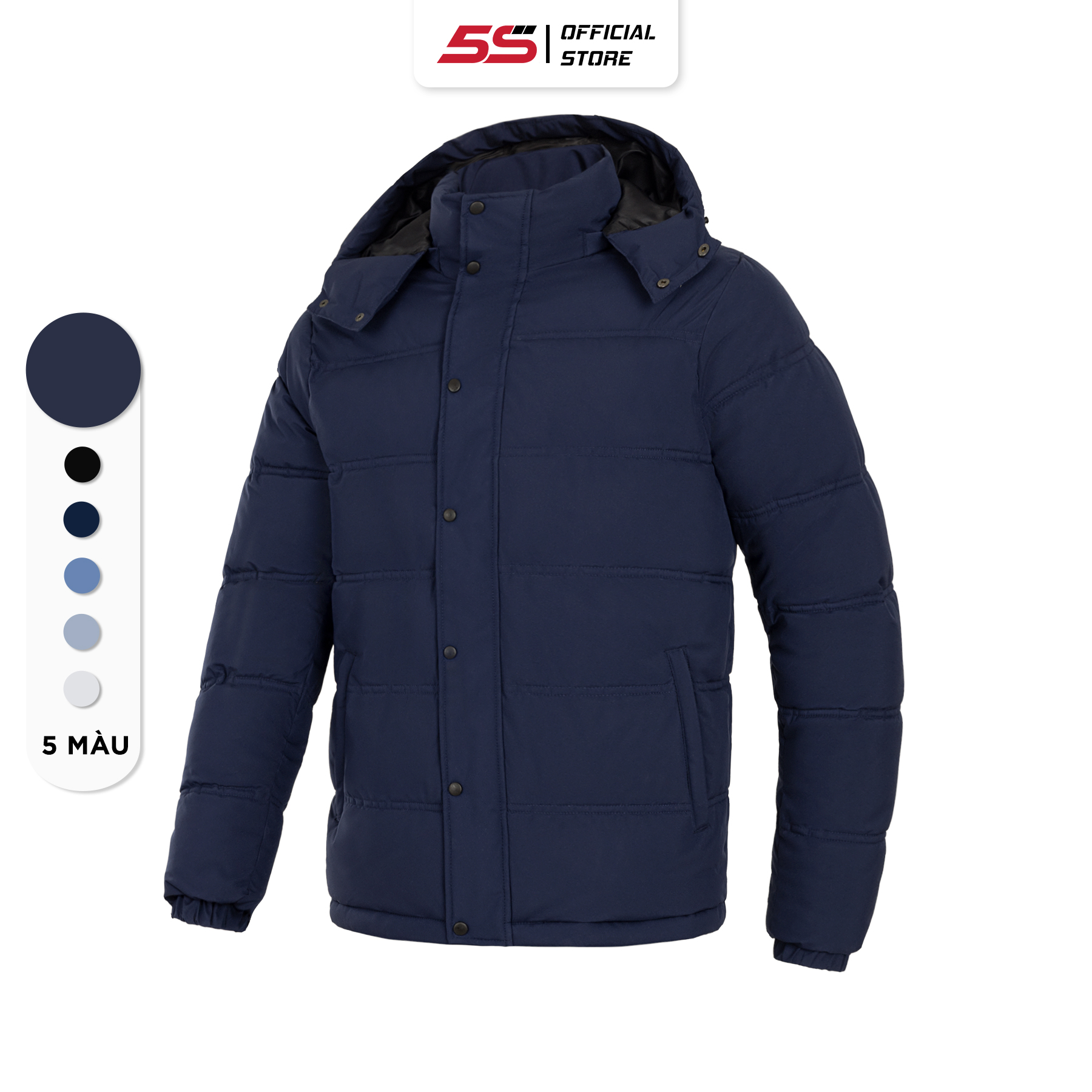 Áo Khoác Nam Chần Bông 5S FASHION, Dày Dặn, Thiết Kế Trơn Basic, Cúc Cài Nổi Bật