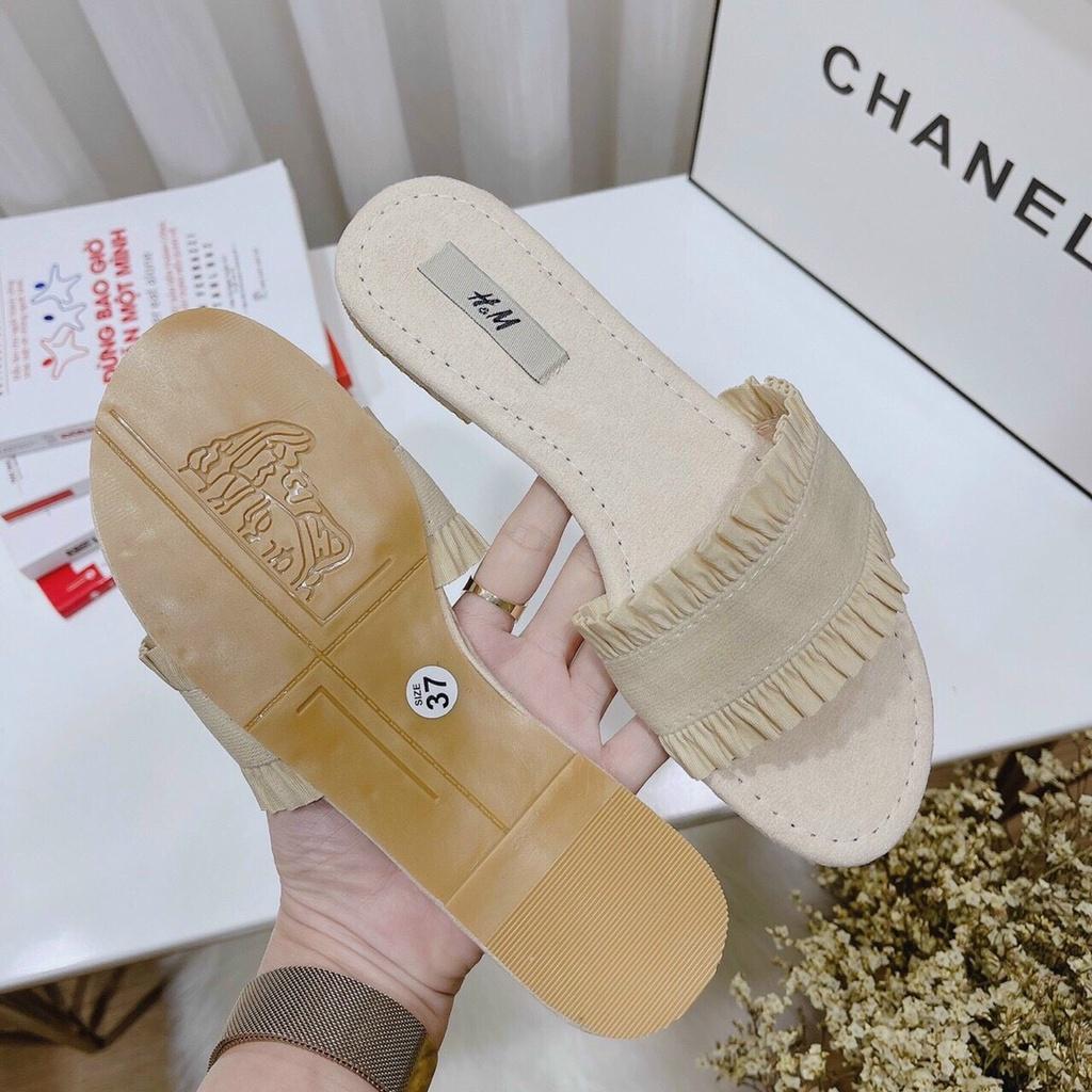 Dép quai ngang to- dép quai ngang vải xếp nhún