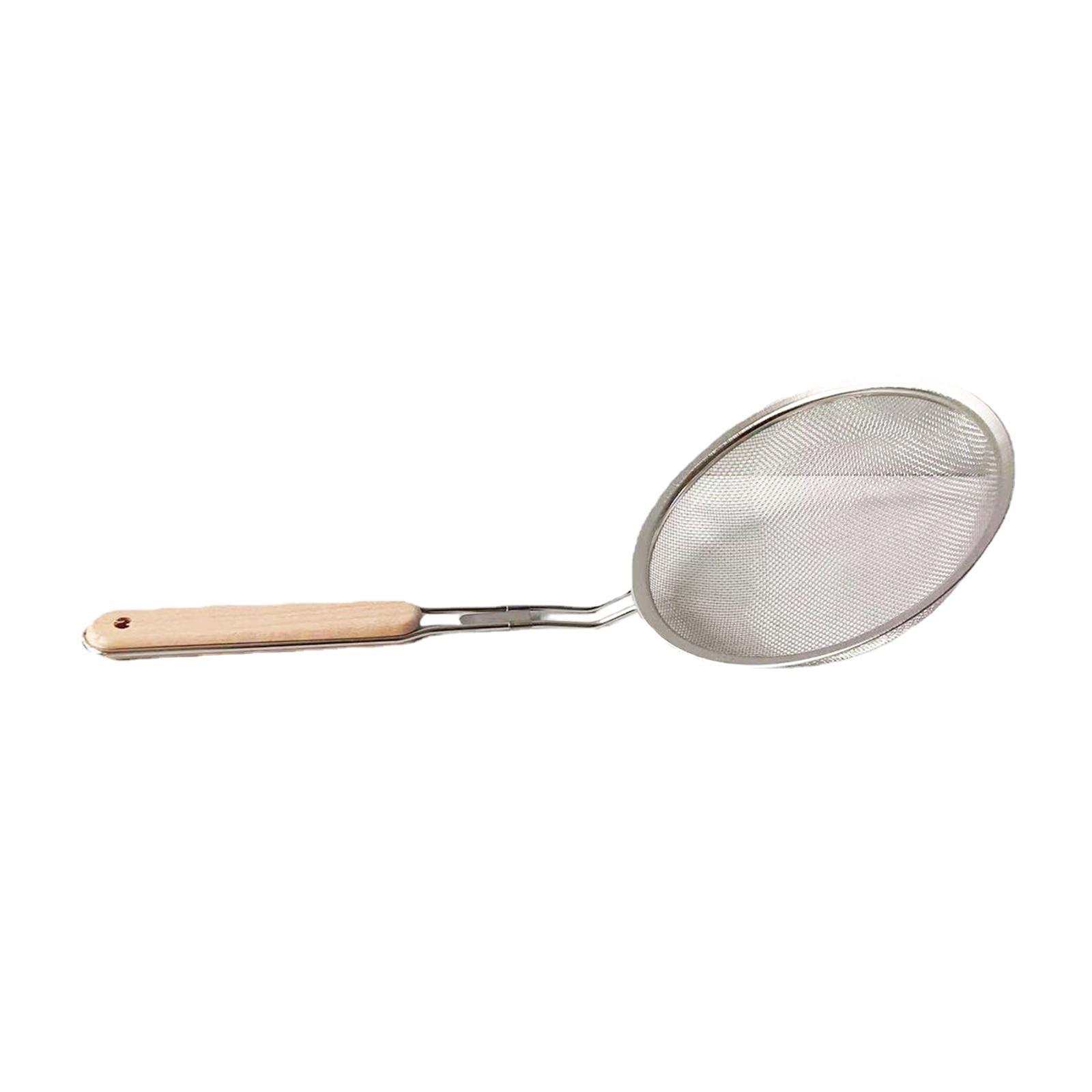 Skimmer Spoon with Long Wooden Handle for Skimming , Foam and Gravy
