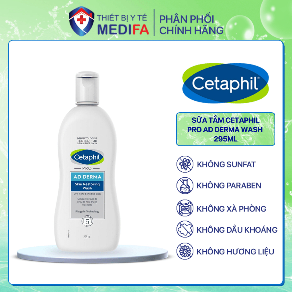Sữa Tắm Dưỡng Ẩm Cho Viêm Da Cơ Địa Cetaphil Pro Ad Derma Wash 295Ml