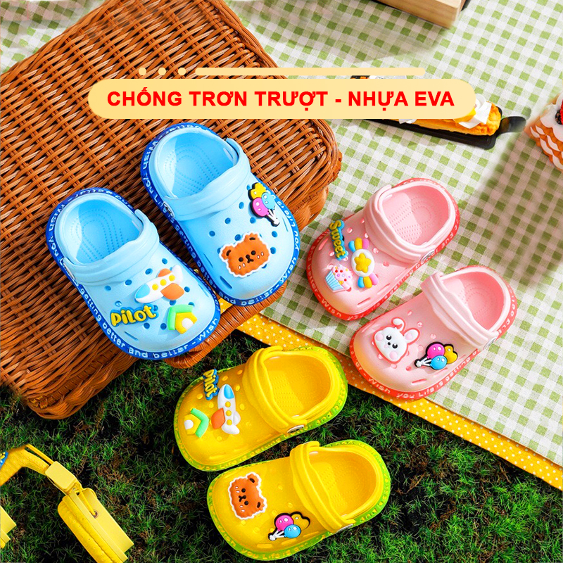 Dép sục cho bé trai và bé gái siêu nhẹ Baby-S, Dép cho bé chống trơn trượt họa tiết xinh xắn – SD7