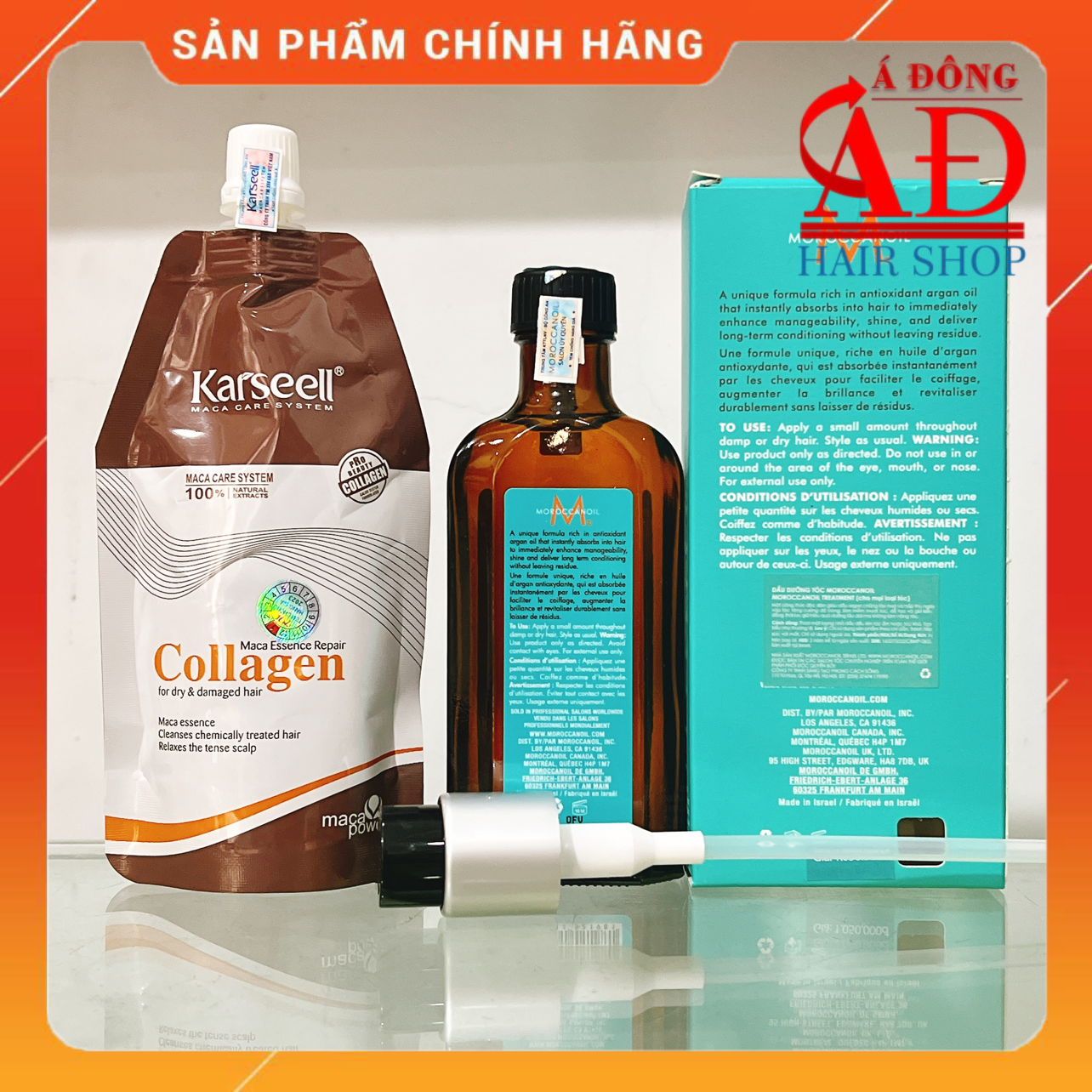 DẦU HẤP Ủ TÓC KARSEELL COLLAGEN 100ML + TINH DẦU DƯỠNG MOROCCANOIL TREATMENT CHÍNH HÃNG ISRAEL PHỤC HỒI TÓC HƯ TỔN