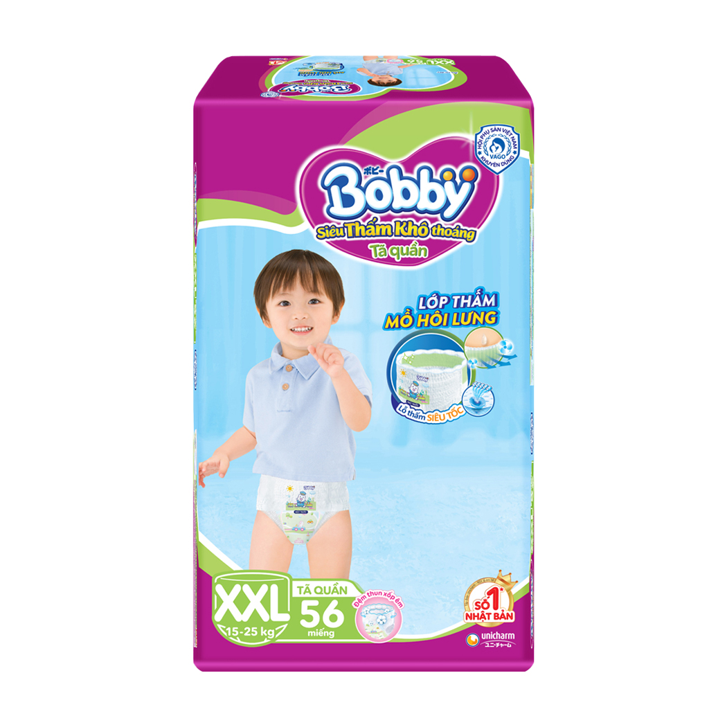 Tã quần em bé Bobby Ultra Jumbo XXL (56miếng)