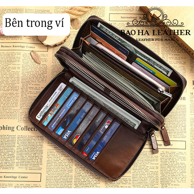 Ví cầm tay da bò cao cấp BHM2401 Clutch nam nữ da thật