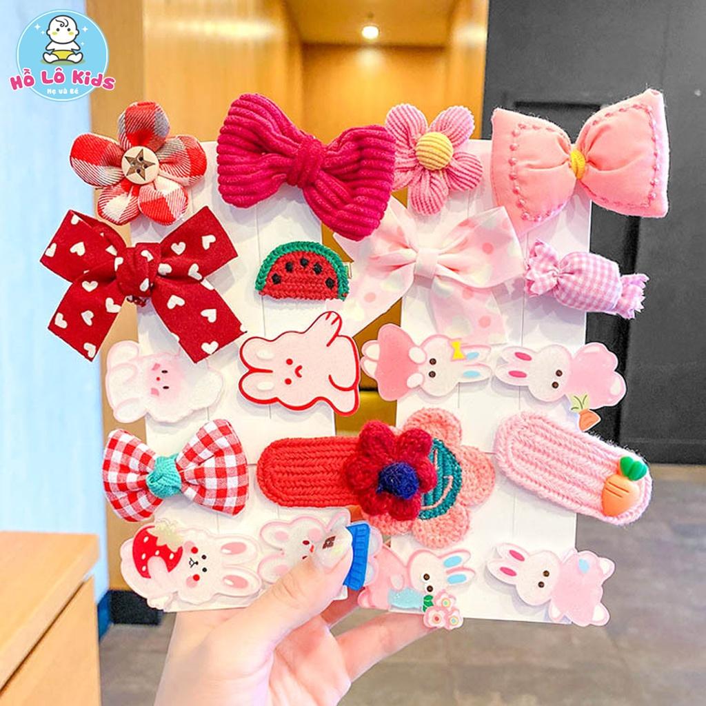 Set 10 kẹp tóc vải bông cute dễ thương phong cách hàn quốc cho bé Hồ Lô Kids