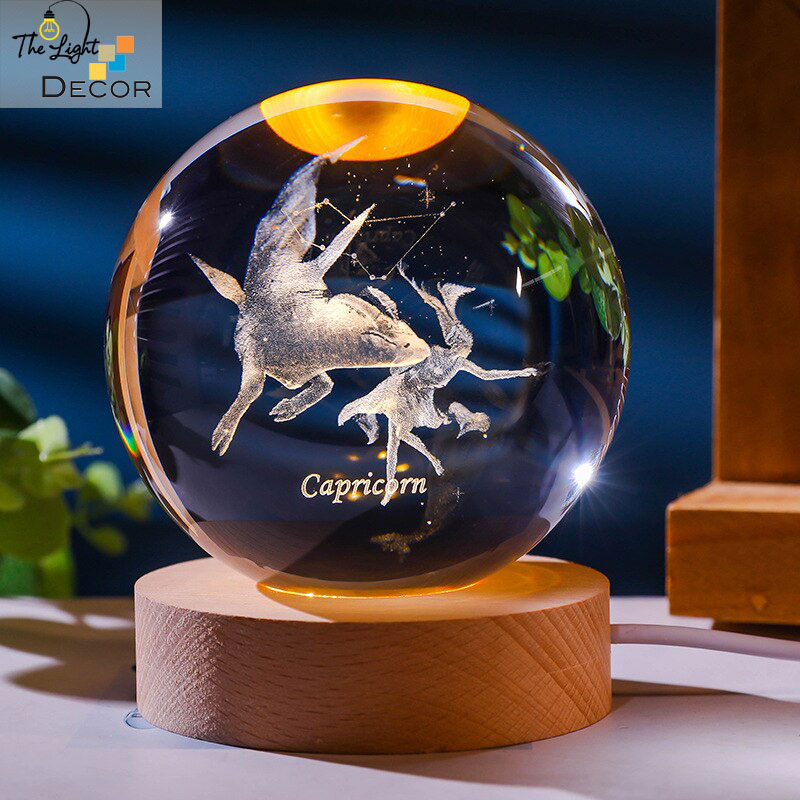 Quả Cầu Pha Lê Capricorn Crystal Ball 3D LED Cung Ma Kết 6cm