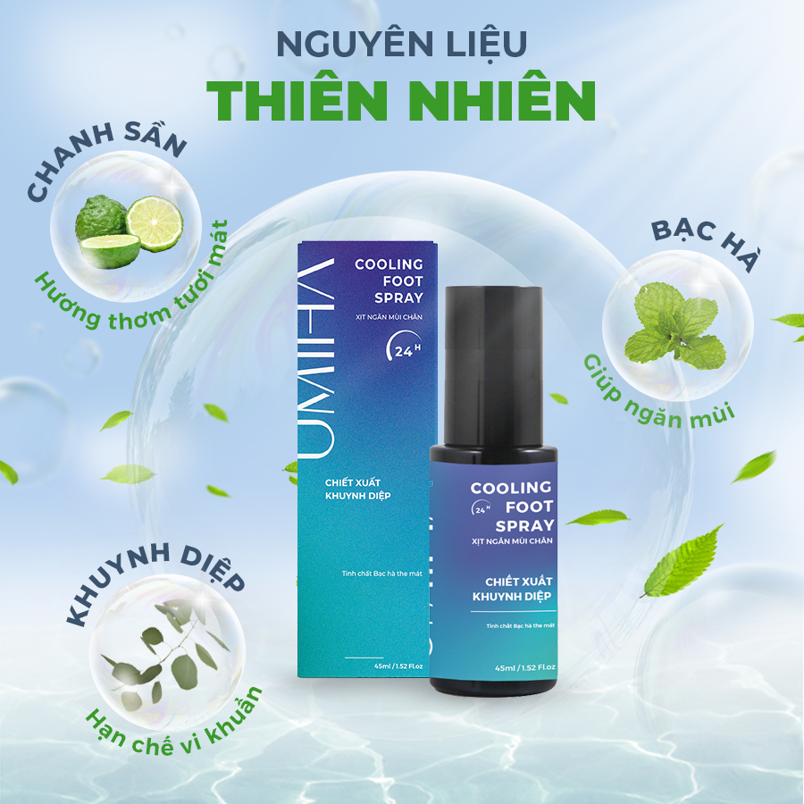 Xịt khử mùi hôi Chân và Giày hữu cơ UMIHOME 50/100ml khử mùi nhanh chóng, giúp ngăn ngừa hôi chân và giày hiệu quả