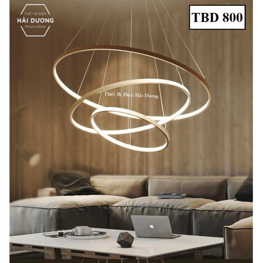 Đèn Thả Trần Không Gian Led Viền Vàng TBD800 Hình Tròn 3 Vòng Viền Vàng 40x60x80 - 3 Chế Độ Ánh Sáng - Đi