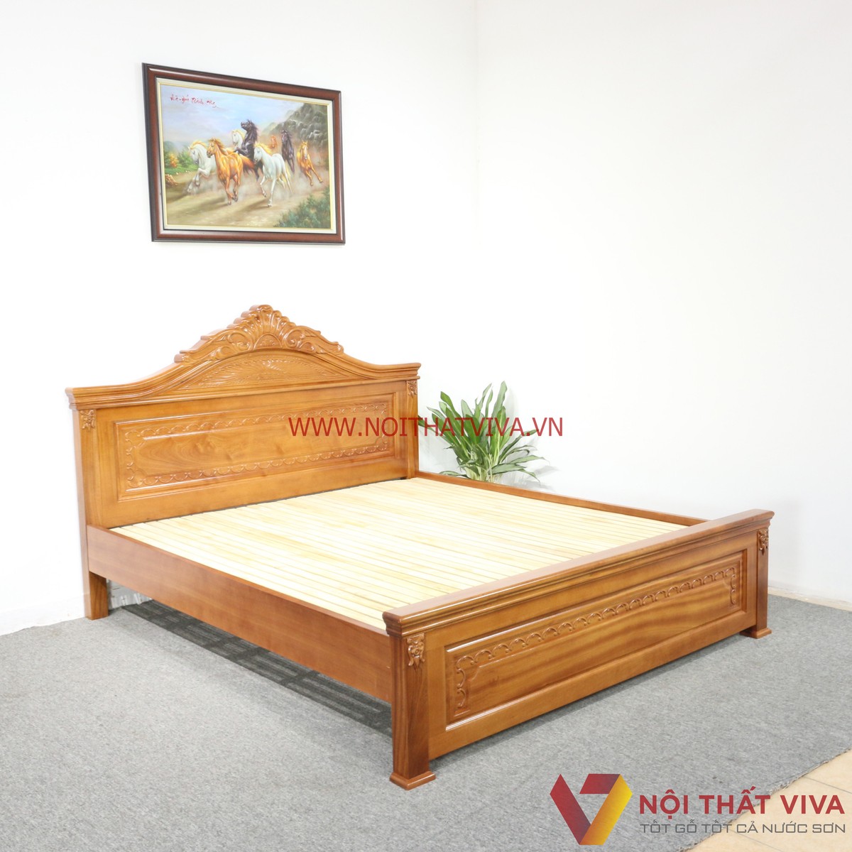 Giường Ngủ Gỗ Xoan Đào Tân Cổ Điển Chạm Sò Bền Đẹp Giá Rẻ