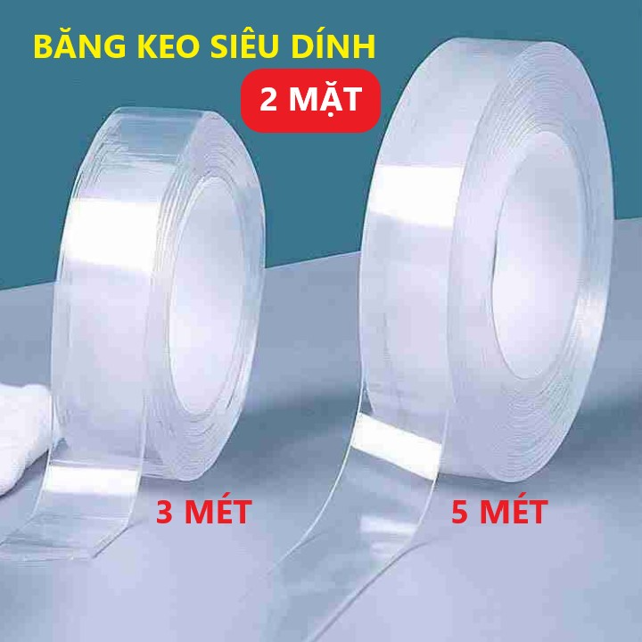 Băng keo siêu dính đa năng 2 mặt,  cuộn 5m, Keo cường lực dùng trên mọi bề mặt