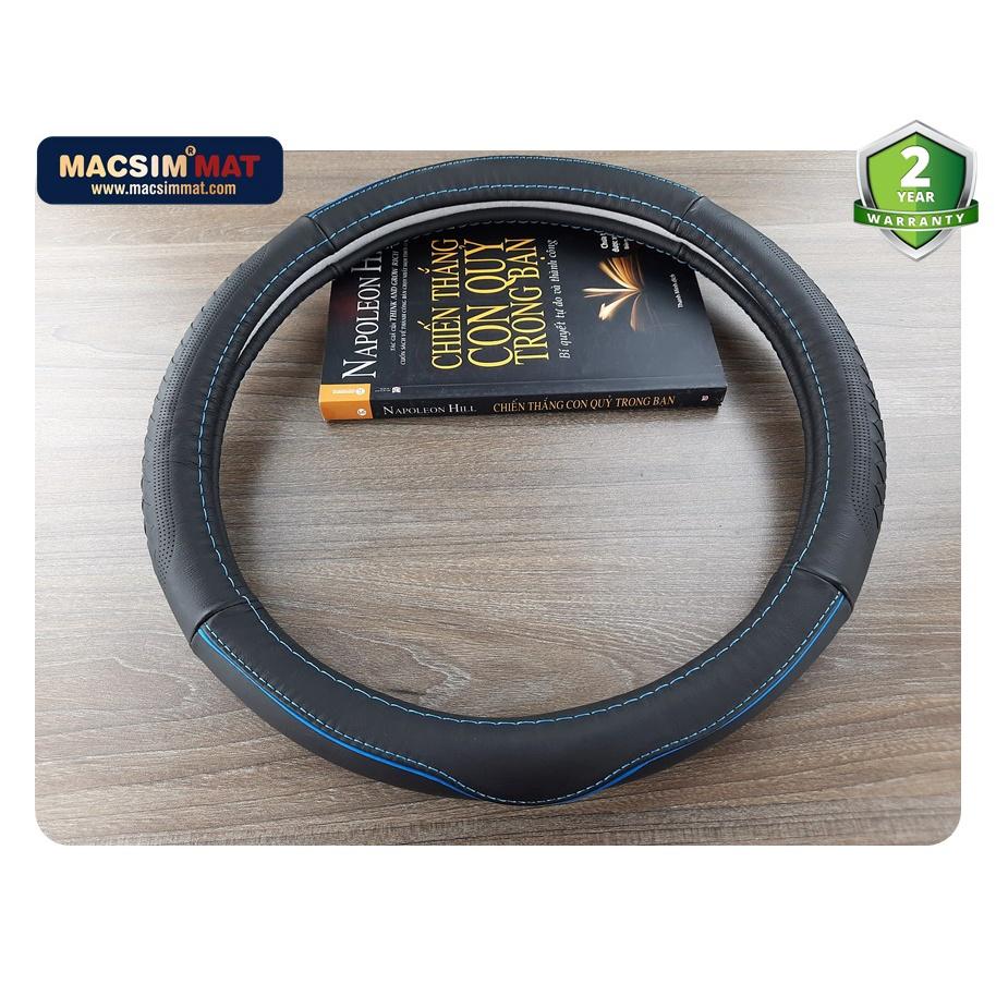 Bọc vô lăng cao cấp Maserati màu đen xanh chất liệu da thật 100%, size M phù hợp các loại xe - mã 8477