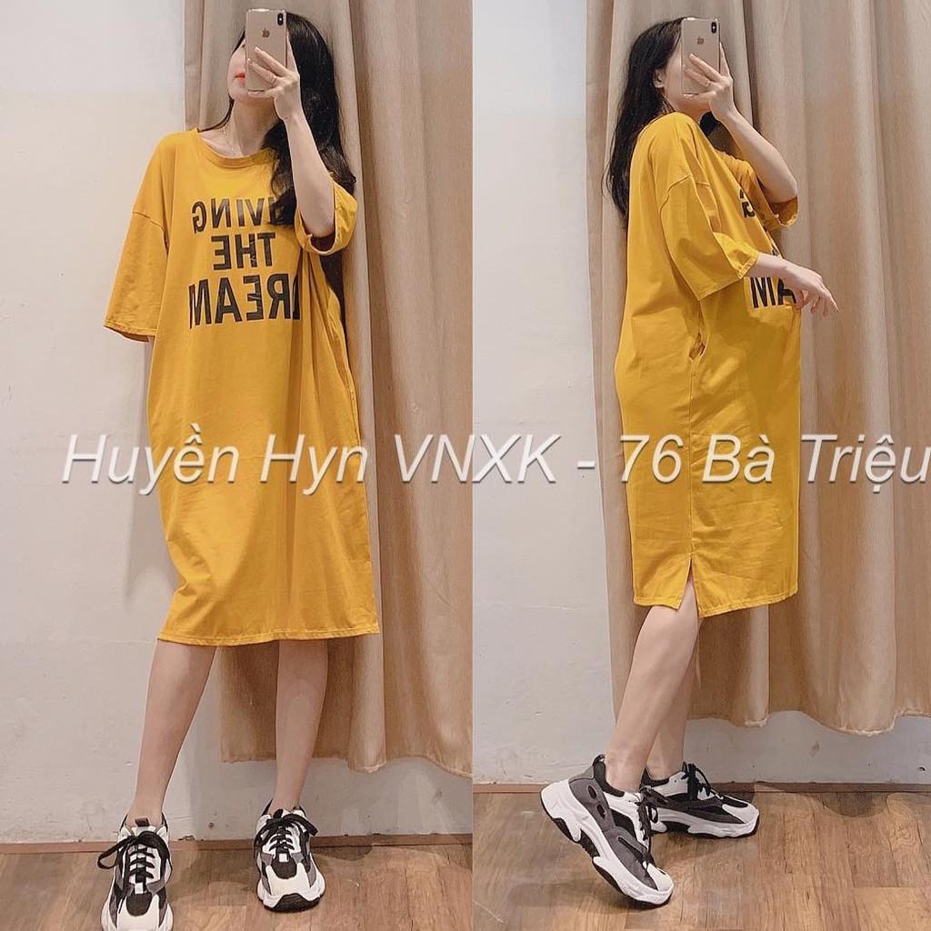 Đầm suông nữ - váy xuông cotton cổ tròn form rộng vải đẹp