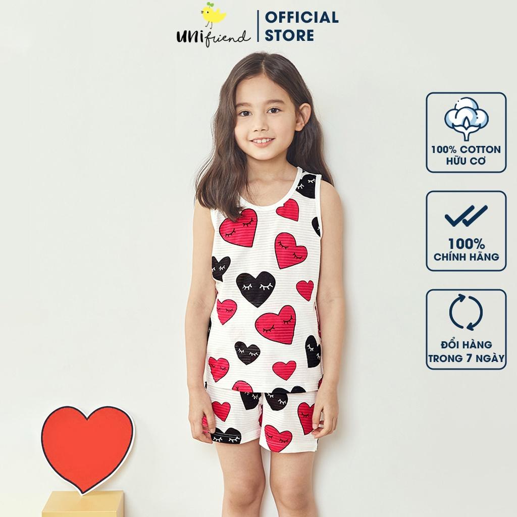 Bộ đồ ba lỗ mặc nhà cotton giấy cho bé gái U4017 - Unifriend Hàn Quốc, Cotton Organic