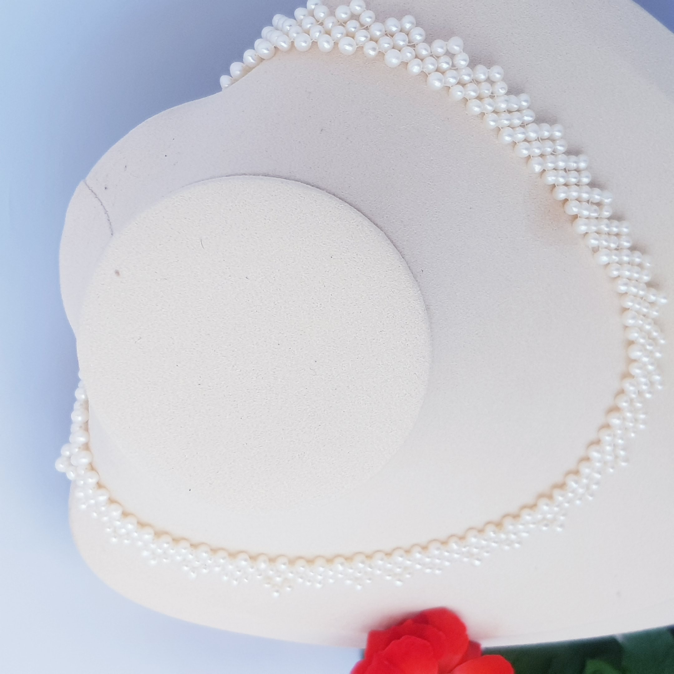 Chuỗi Vòng Cổ Ngọc Trai Tự Nhiên Cao Cấp - Chuỗi Đơn Kết Hàng Ren 45 - Trang Sức Cô Tấm - LACE PERL - COTAM1105 + Tặng kèm bông tai nụ KT2603
