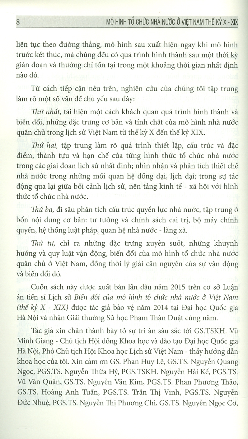 MÔ HÌNH TỔ CHỨC NHÀ NƯỚC Ở VIỆT NAM THẾ KỶ X - XIX - Phạm Đức Anh – NXB ĐHQG HN