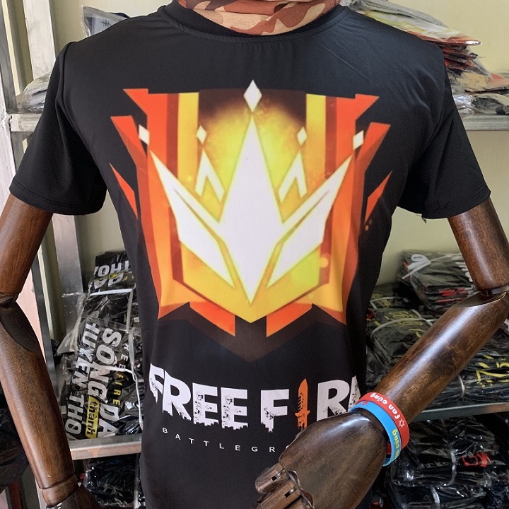 Áo Thun Màu Đen Free Fire Rank Đại Kiện Tướng, Thun Lạnh Co Dãn 4 Chiều, Mềm Mịn Dễ Phối Đồ Đủ Size Cho Anh Em Lựa Chọn