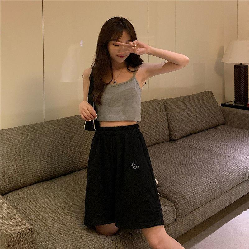 Bông Tai Kẹp Thun Cao Cấp Mặt Trăng Quần Short Thêu Aó Thể Thao Mùa Hè BF Giày Chạy Bộ Quần Short Nữ Biker Quần Baggy Ngắn