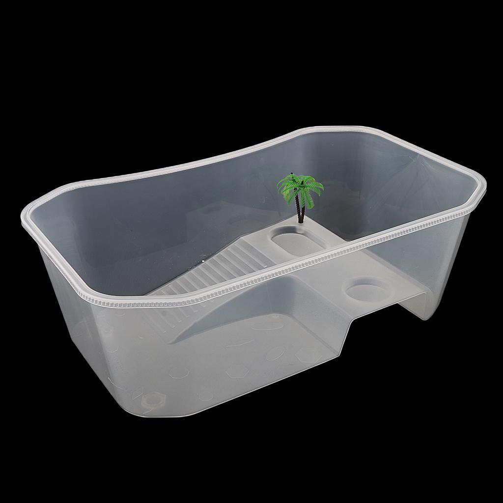 2Pcs Plastic Reptile Terrapin Tortoise Turtle Tank Vivarium Feeding Box