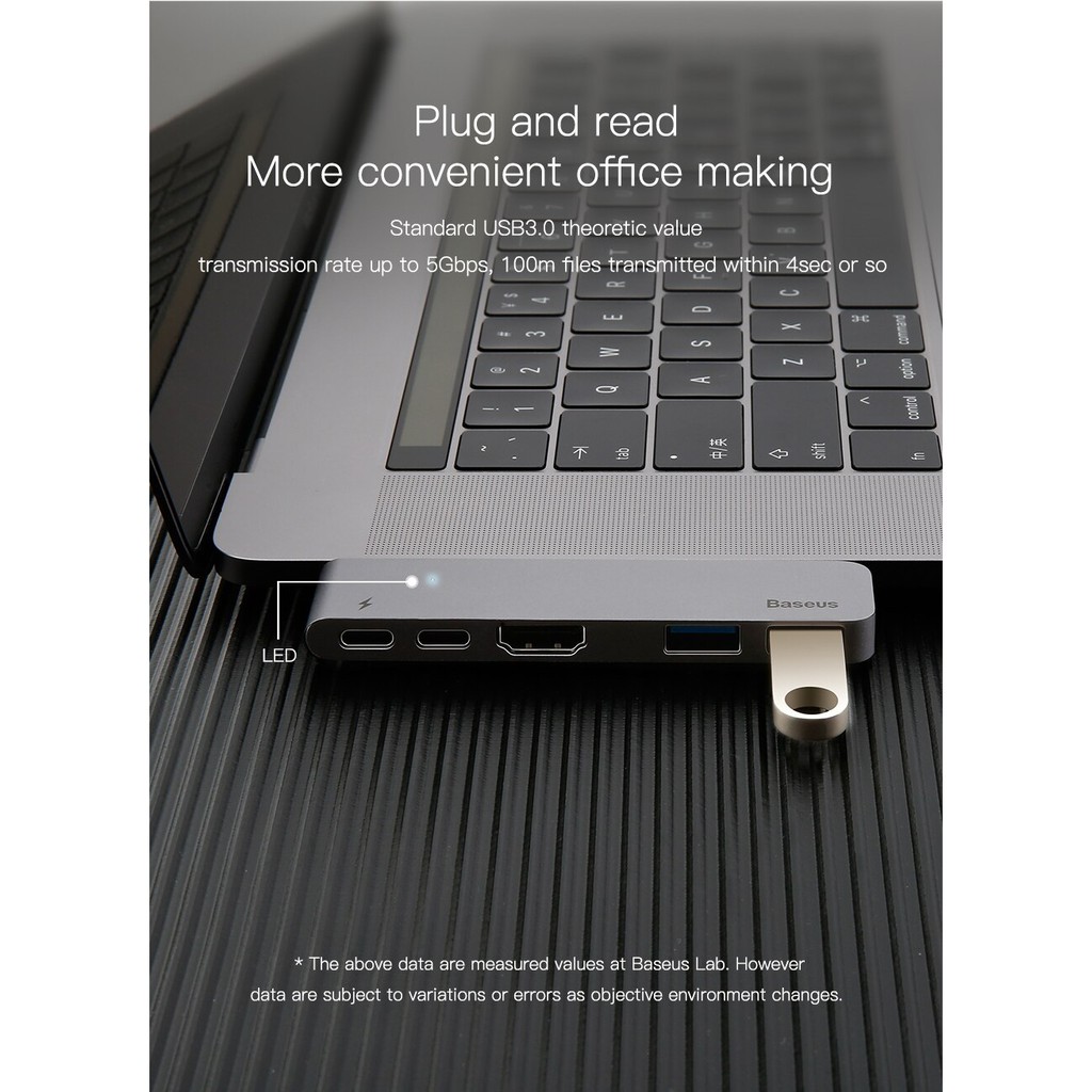 Bộ Hub chuyển đổi 5 trong 1 dành cho Macbook Pro (Thunderbolt 3 / Dual Type C to USB 3.0 / HDMI / Type C Female HUB Converter) - Hàng chính hãng