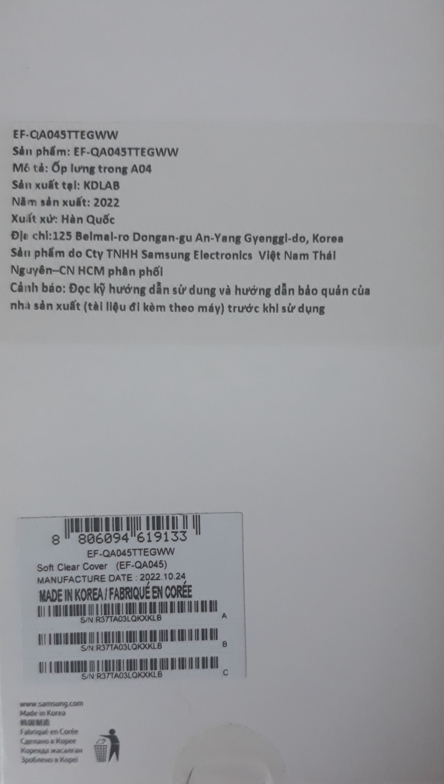 Ốp Lưng Nhựa Dẻo Trong Samsung Galaxy A04 - Hàng Chính Hãng
