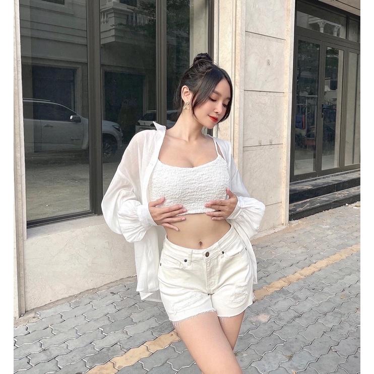 Áo sơ mi xuyên thấu tay dài phồng cá tính REVERCLOTHINGS Transparent Shirt