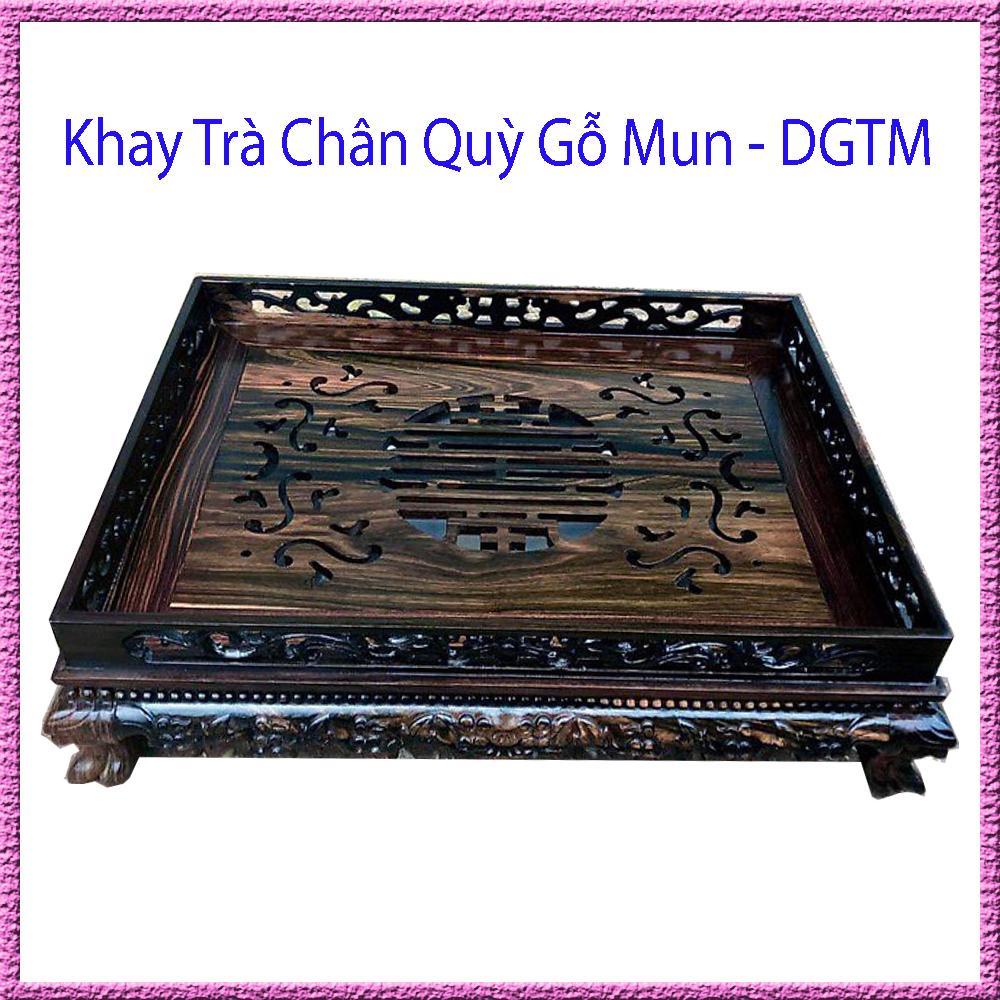 Khay Trà Chân Đầu Rồng Gỗ Mun Cao Cấp, Dùng Trong Phòng Khách, Phòng Làm Việc