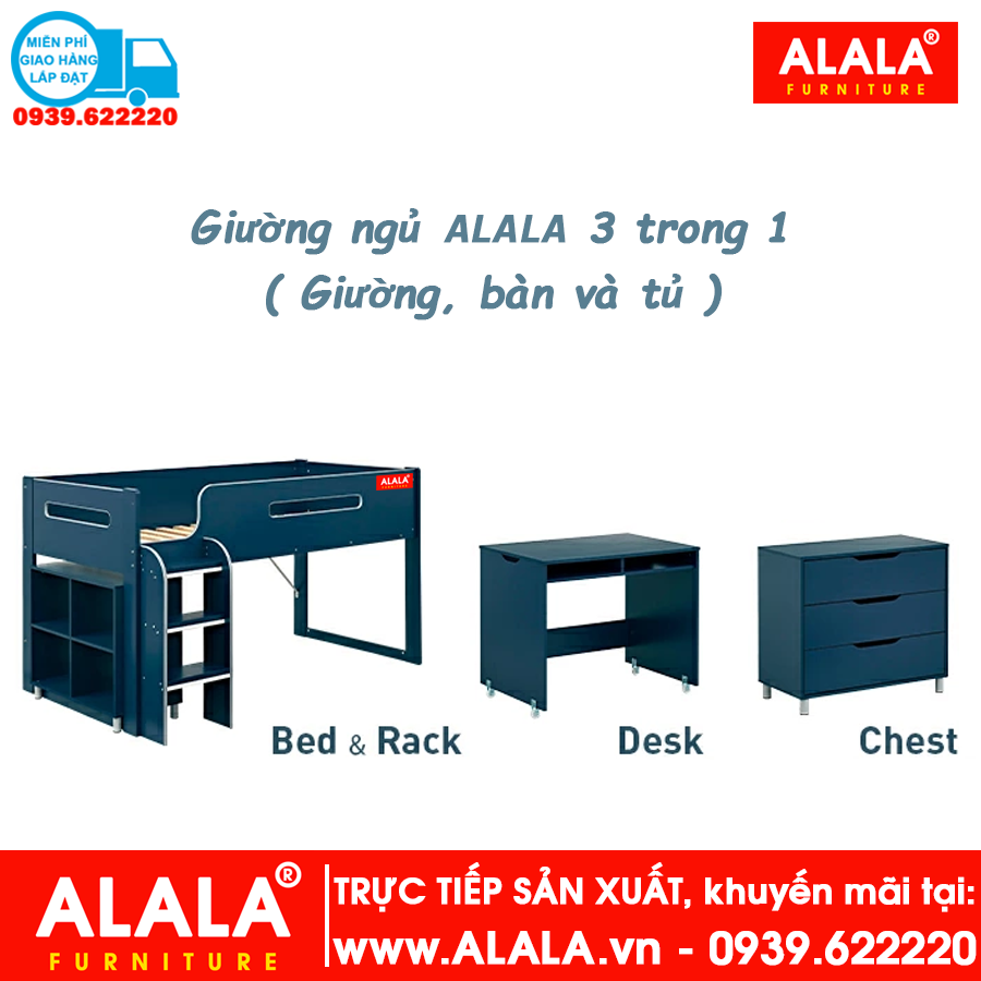 Giường tầng cho Bé ALALA138 đa năng