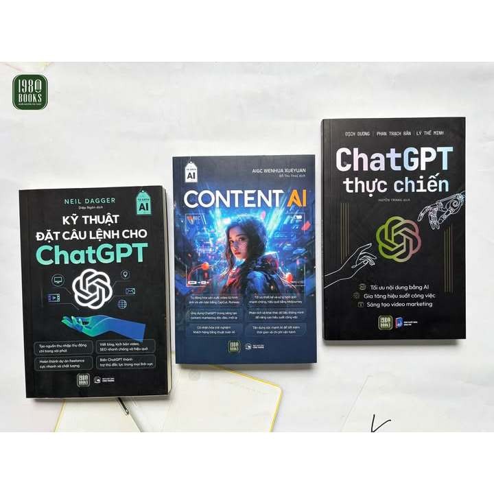 Sách - Combo 3 cuốn: Chat GPT Thực Chiến + Kỹ Thuật Đặt Câu Lệnh Cho Chat GPT + Content AI