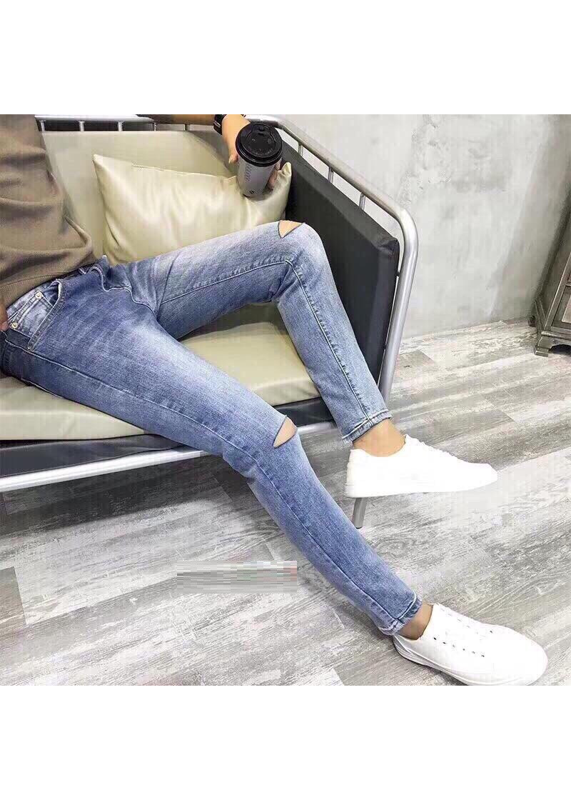 Quần Jean Nam Rách Gối Y Hình