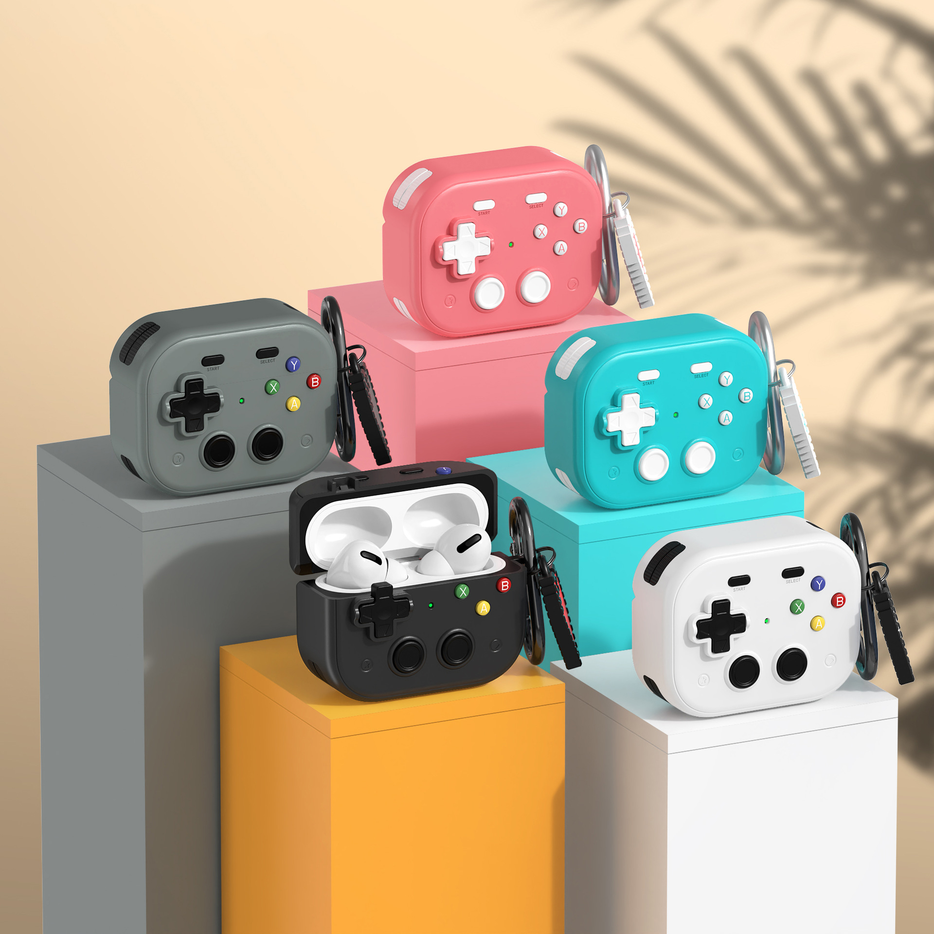 Bao Case cho Airpods Pro 3 Kiểu Máy Chơi Game Pixel Nút Nhấn 3D Có Khóa Chống Thất Lạc Rơi Tai Nghe - Hàng Chính Hãng