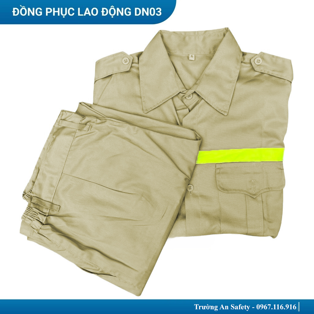 Quần áo lao động BH05 - chất liệu vải kaki - có phản quang - nhận in logo từ 2 áo