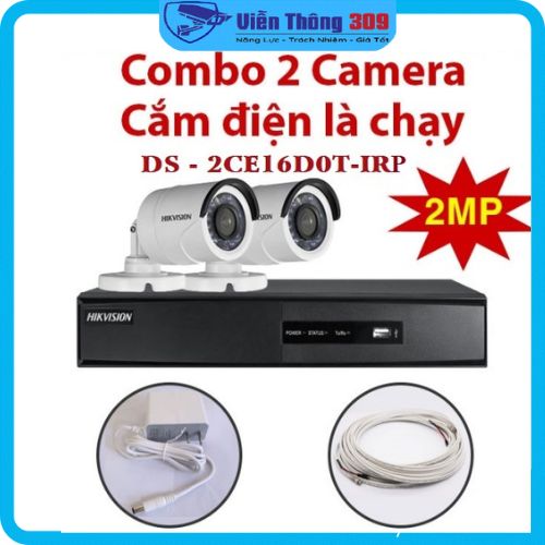 Trọn Bộ Camera 2/3/4 Mắt Hikvision 2.0MP Full HD, Bộ camera thân hồng ngoại quan sát trong nhà, ngoài trời chuyên nghiệp - Hàng Chính Hãng