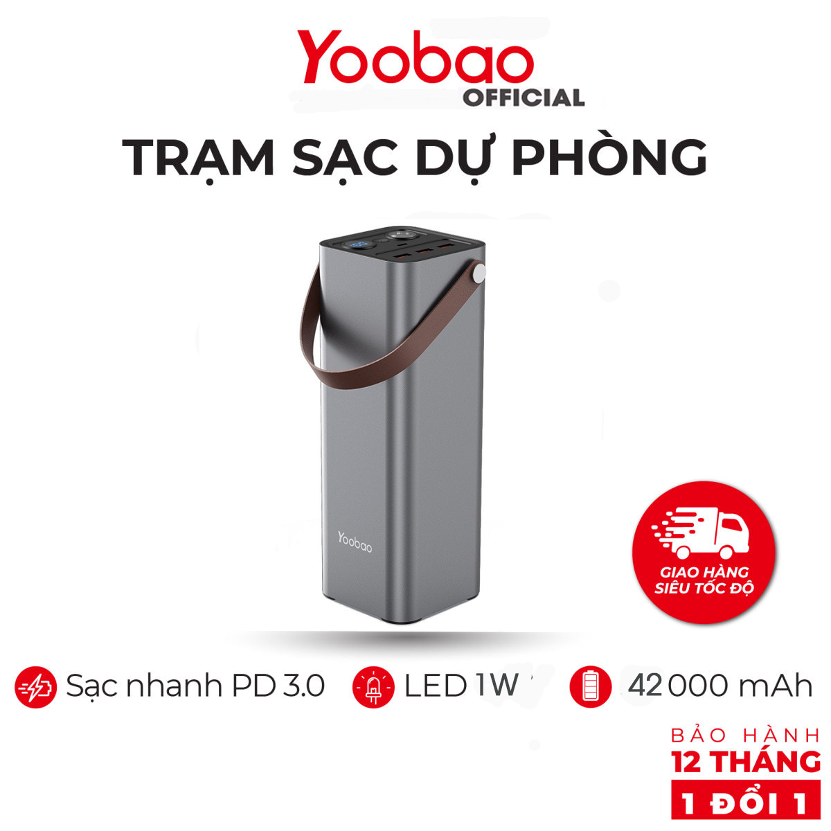 Trạm sạc dự phòng EN1 YOOBAO 42000mAh -PD3.0-Dùng cho điện thoại laptop, UPS lưu điện 220V xoay chiều