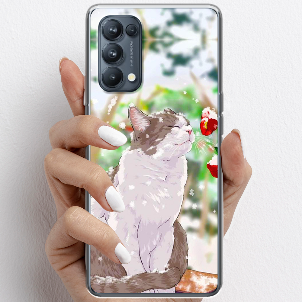 Ốp lưng cho Oppo Reno5, Reno5 Pro  nhựa TPU mẫu Mèo trắng