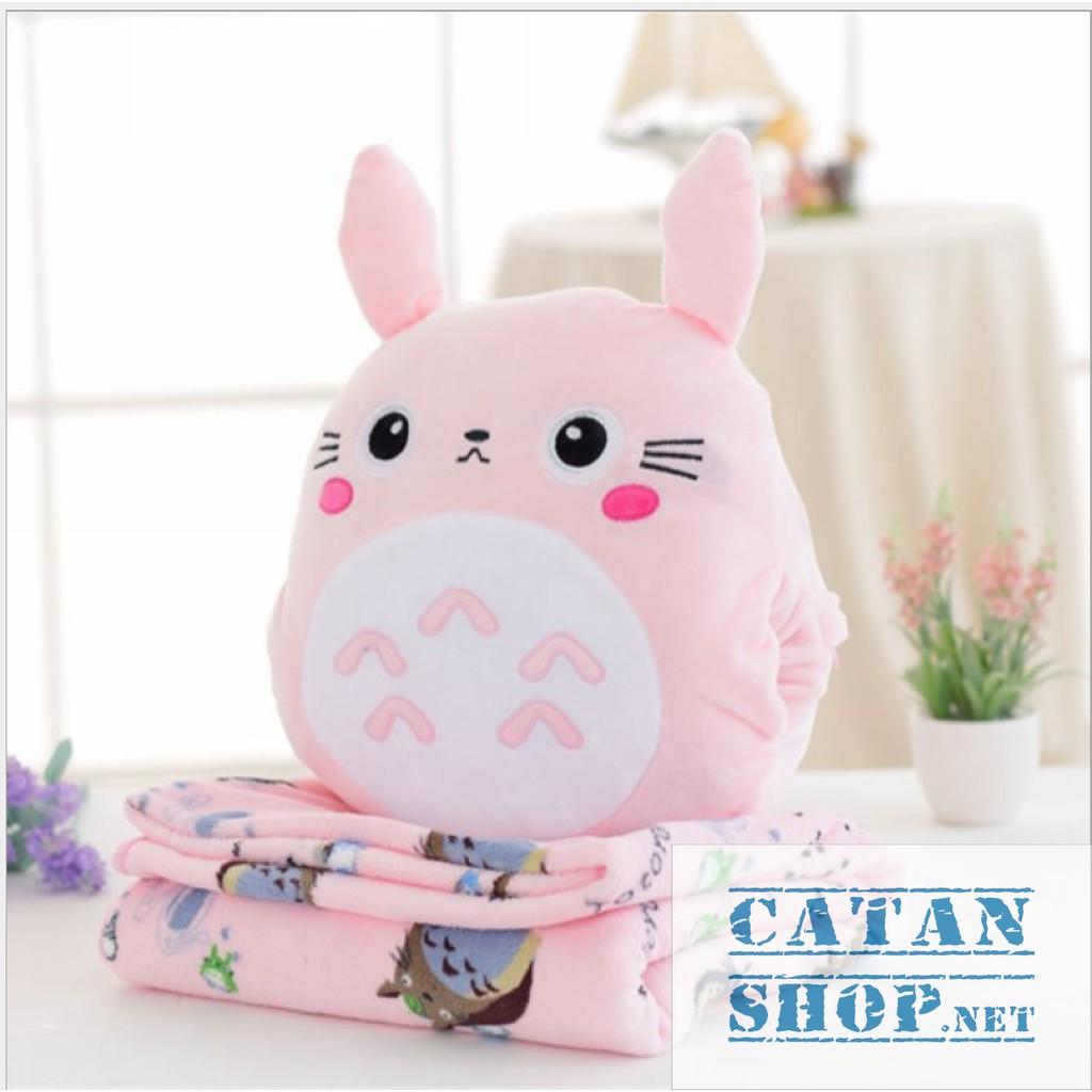 Gối mềnTOTORO HOA 3 trong 1 hàng loại 1, nỉ nhung cực mịn, bộ chăn gối văn phòngngủ trưa du lịch