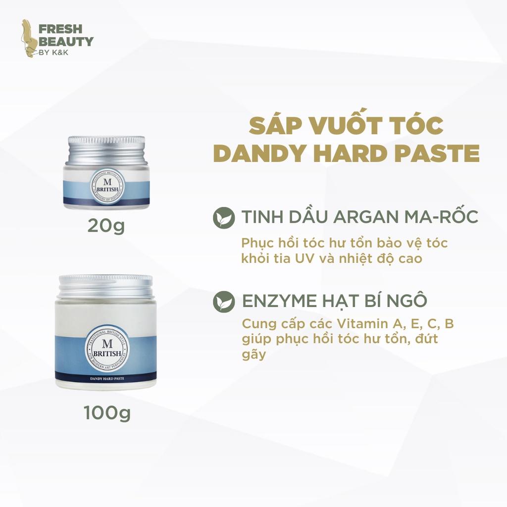 Sáp vuốt tóc BRITISH M Dandy Hard Paste tạo kiểu với độ cứng vừa phải size 20g