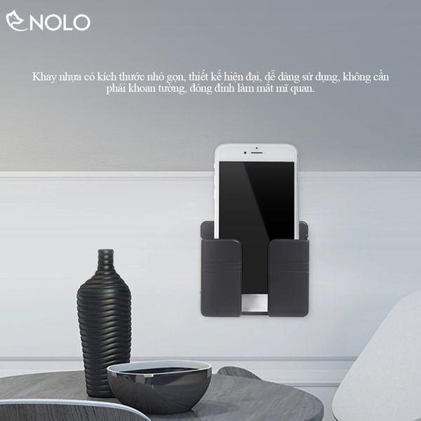 KỆ KHAY DÁN TƯỜNG TREO REMOTE TIVI MÁY LẠNH ĐIỆN THOẠI CÓ KHE RÃNH CẮM SẠC CHẤT LIỆU NHỰA ABS