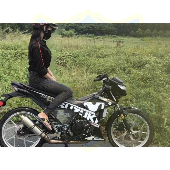 Tem xe Satria fi Movistar trắng đen