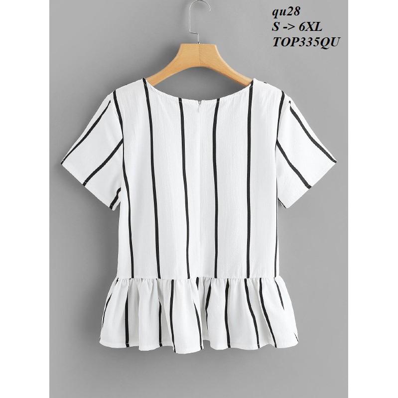 TOP248 ÁO KIỂU PEPLUM SỌC KẺ