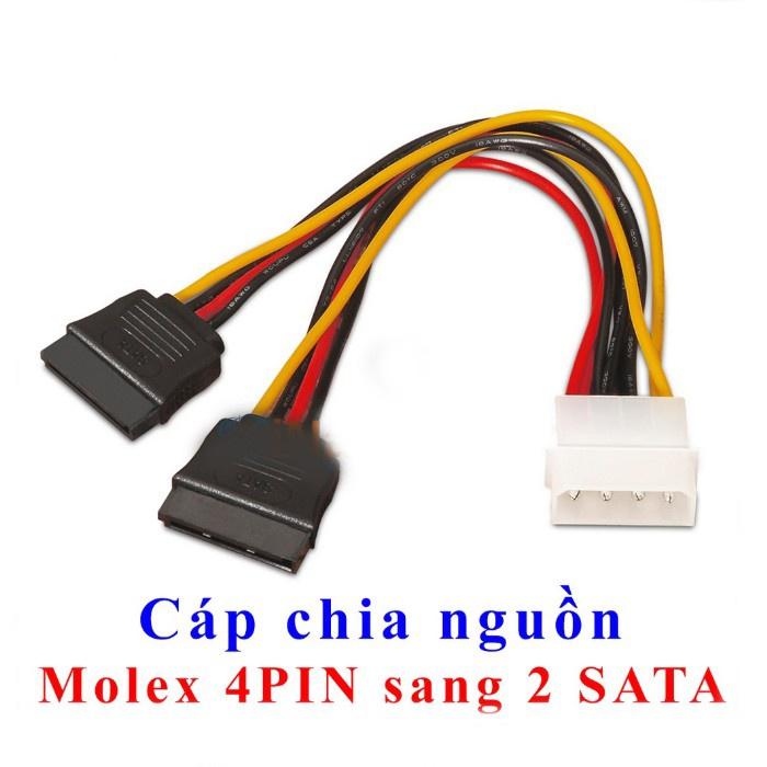 Cáp chuyển đổi nguồn 4 Pin IDE Molex sang 2 cổng Sata 15 Pin cho ổ cứng SATA chất lượng cao