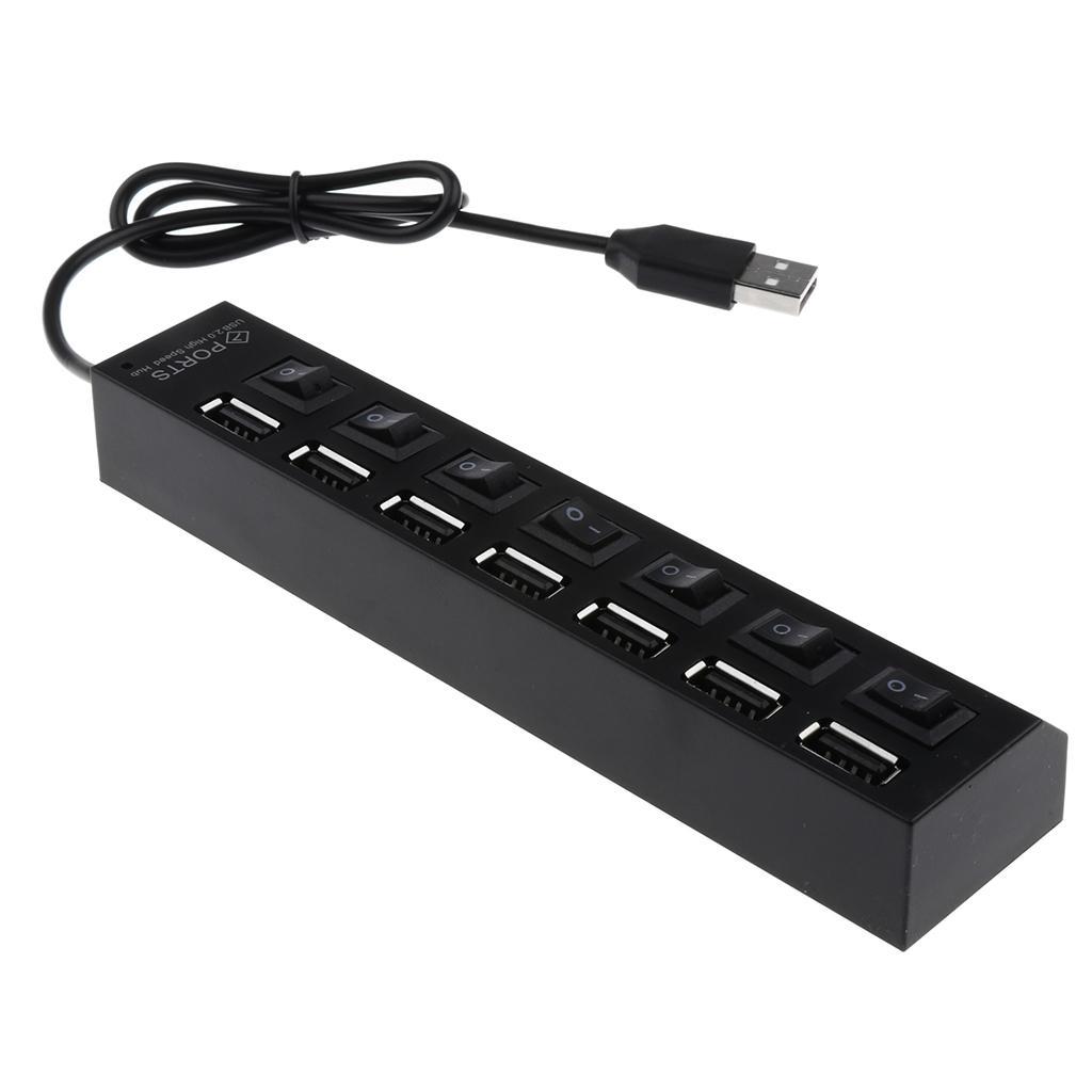 USB 2.0 Hub 7 Port Speed 480Mbps for PC laptop with LED on/off switch