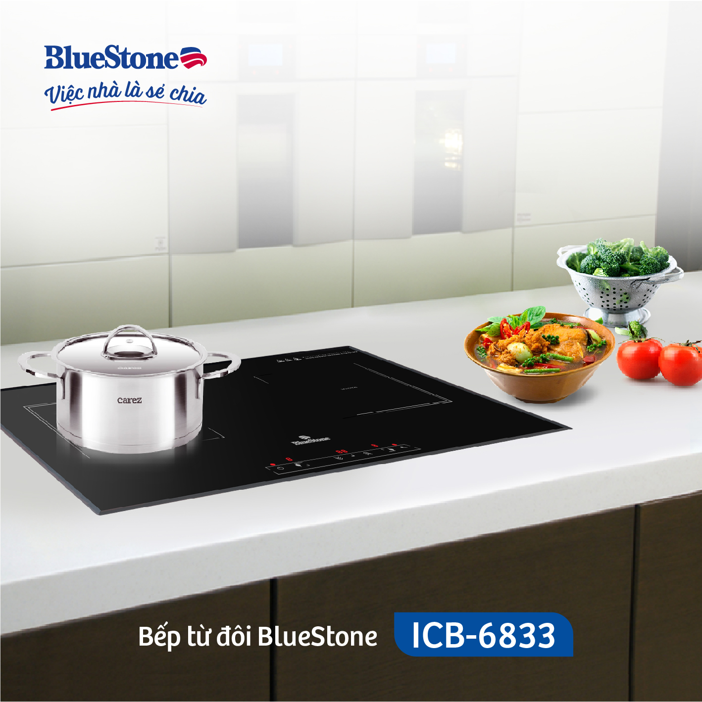 Bếp âm từ đôi BlueStone ICB-6833 (4000W) - Hàng chính hãng