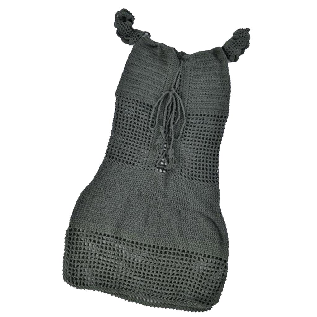 Women's Hollow Crochet Beach Dress Off-Shoulder Bikini Cover Up Dark Green