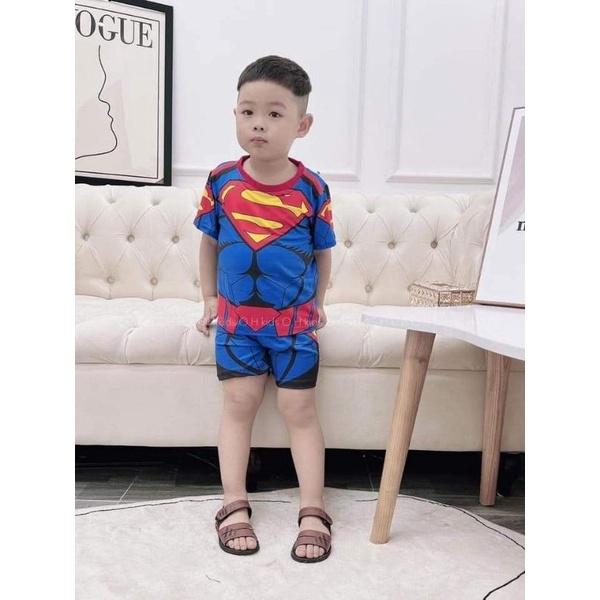 Bộ đồ bé trai họa tiết siêu nhân chất liệu thun lạnh mịn mát in hình 3D được các bé trai yêu thích