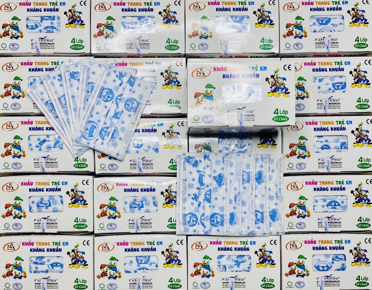 Khẩu Trang Kháng Khuẩn Trẻ Em 4 Lớp Famapro/50 cái