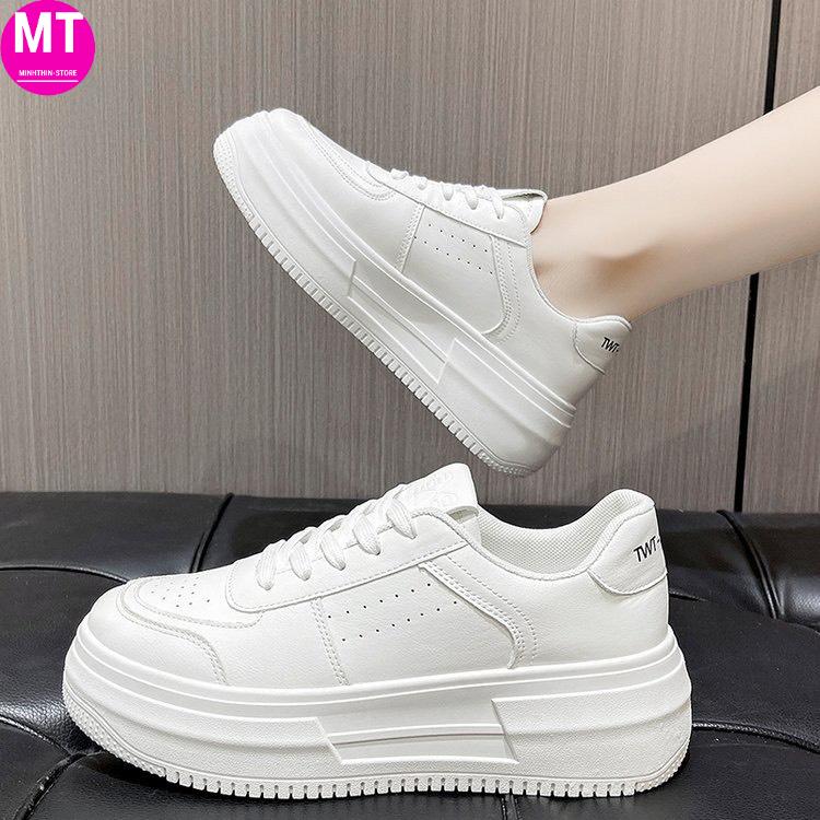 Giày thể thao đế độn nữ full trắng 2022 , giày sneaker nữ trắng full trắng G29