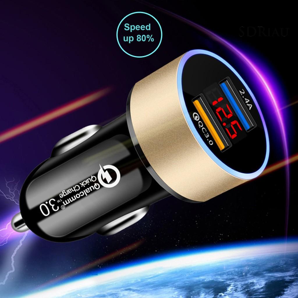 Củ Sạc Trên Xe Hơi 5vqc3.0 + 2.4a Với Hai Cổng Usb