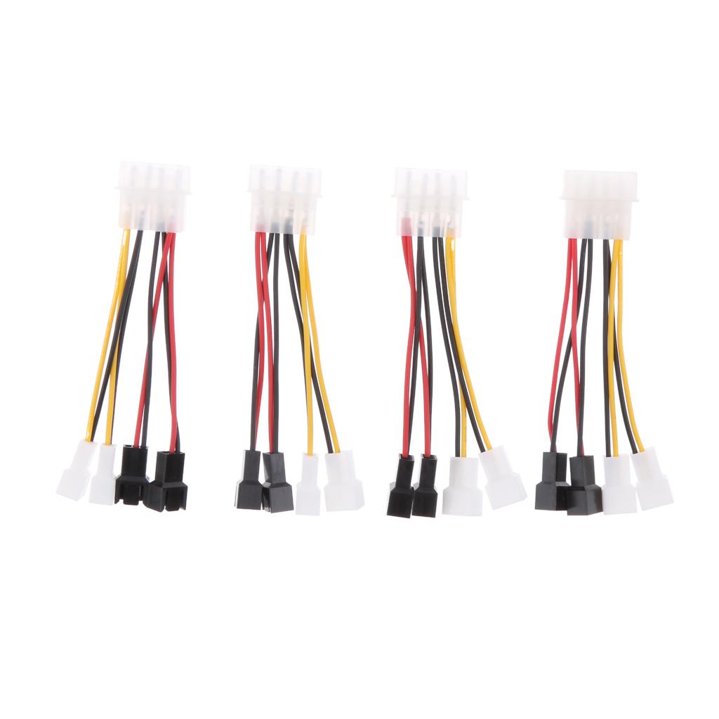 4x 4Pin Power Y-Splitter Fan Cable 1 to 4x3pin Adjust Speed 12V 5V for PC