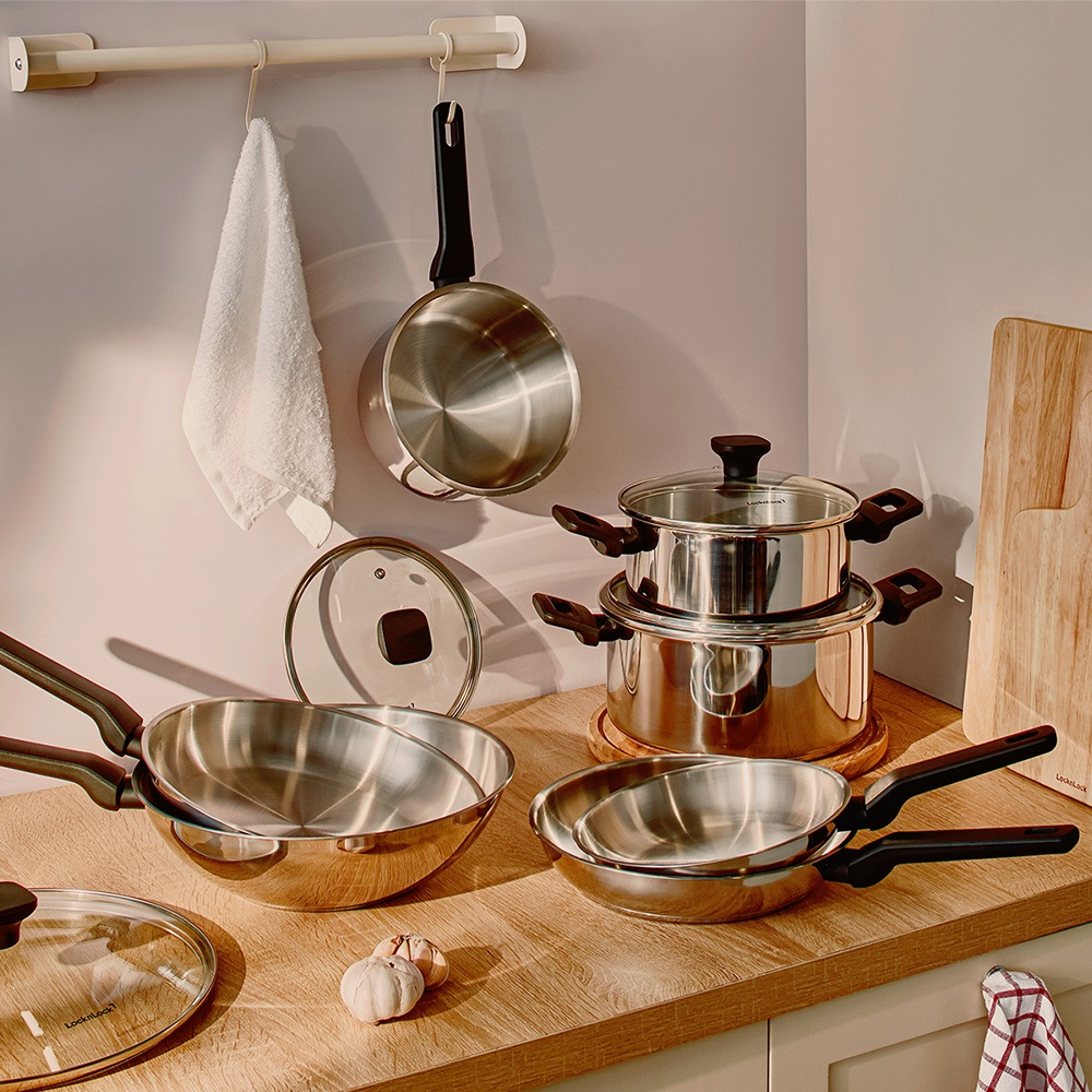 Nồi Chảo Inox LocknLock Daily STS PPW Thép Không Gỉ 304, Kèm Nắp Kính, Hàng Chính Hãng - JoyMall